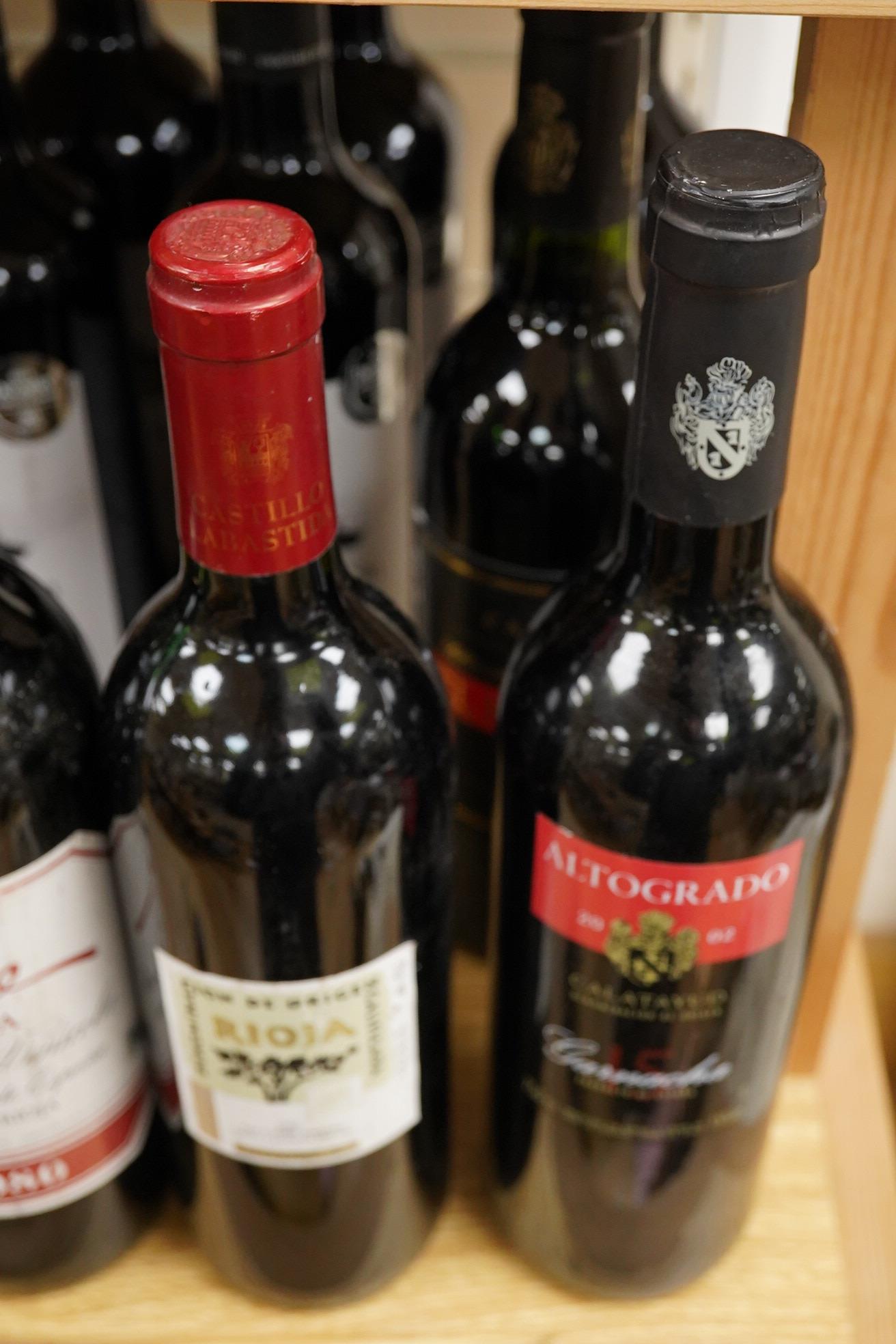 Twelve assorted Spanish wines including five Esteban Martin Carinena, 2020 and three El Bromberg, Carinena, 2002.